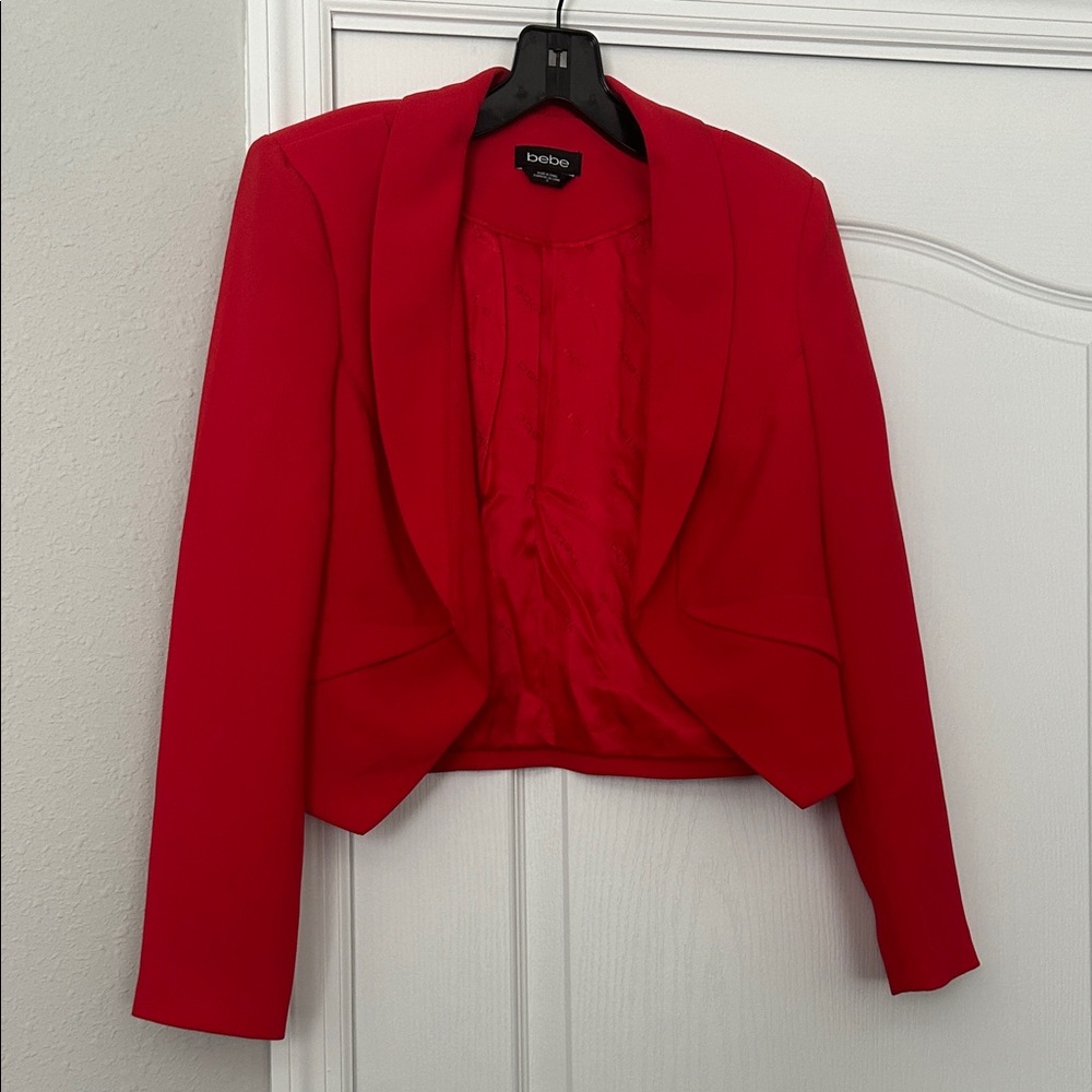 Bebe Women’s Bold Red Blazer Jacket Worn Twice Sz 4.